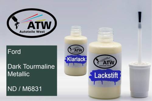 Ford, Dark Tourmaline Metallic, ND / M6831: 20ml Lackstift + 20ml Klarlack - Set, von ATW Autoteile West.